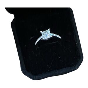 Moissanite Princess Cut 1 Carat Ring GRA Certified w Laser Inscription Sz 8.